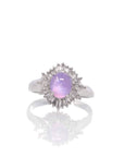 Baikalla Jewelry Natural Pink Star Sapphire Ring Platinum Gold Natural Pink Star Sapphire Ring with Diamonds