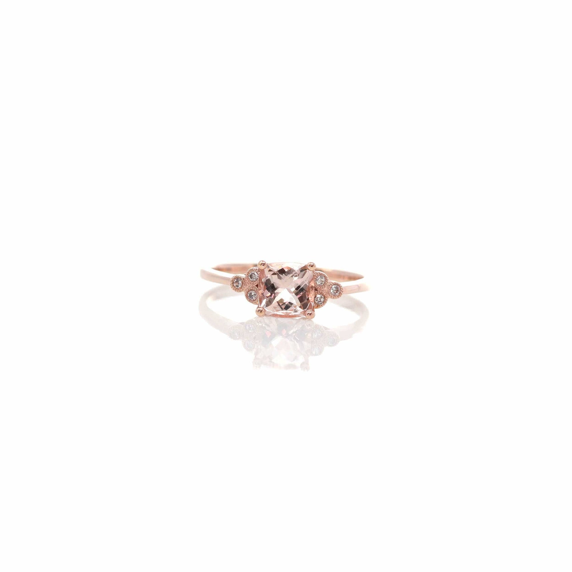 Baikalla Jewelry 14K Gold Morganite Ring 14k Rose Gold Natural Champagne Morganite Ring with Diamonds