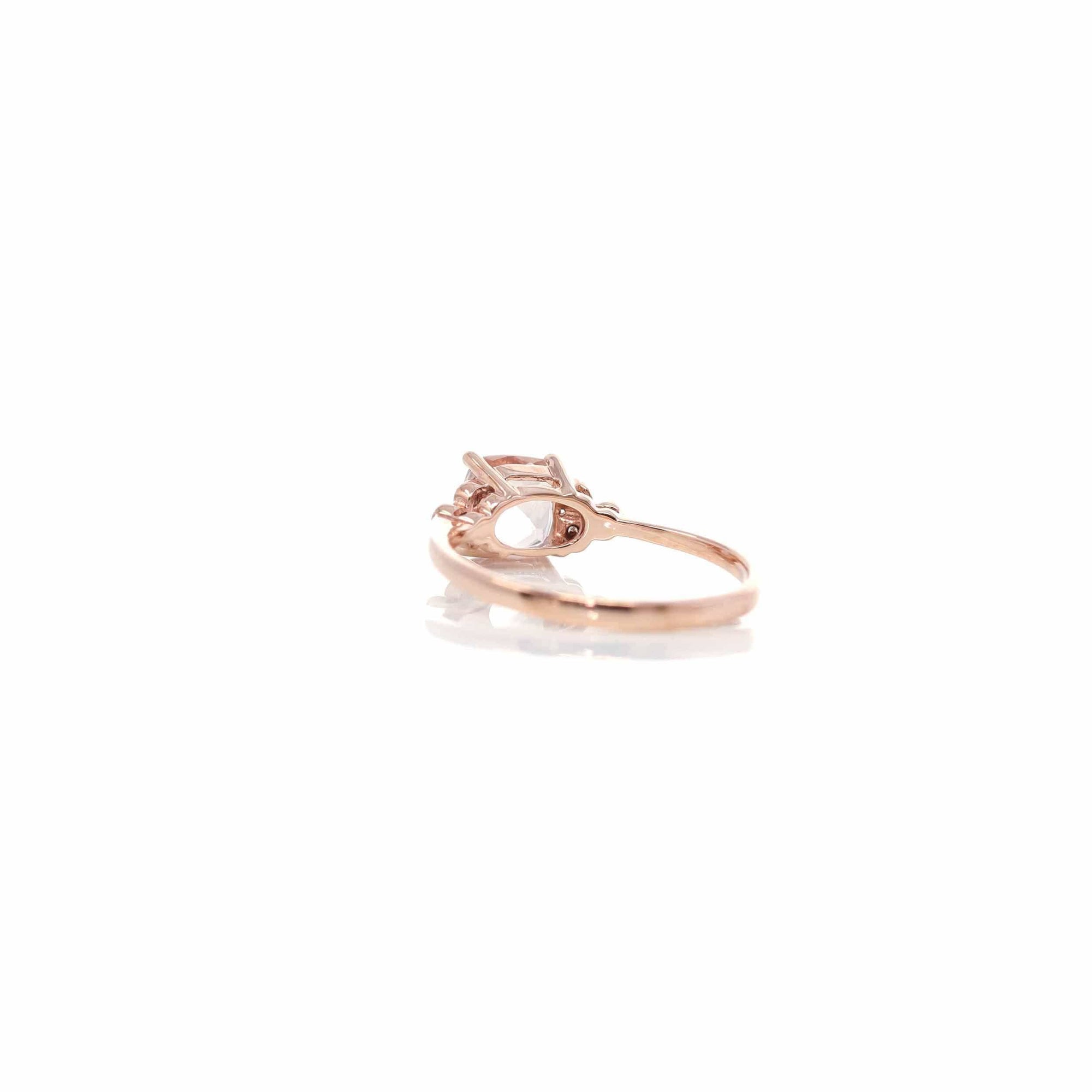 Baikalla Jewelry 14K Gold Morganite Ring 14k Rose Gold Natural Champagne Morganite Ring with Diamonds