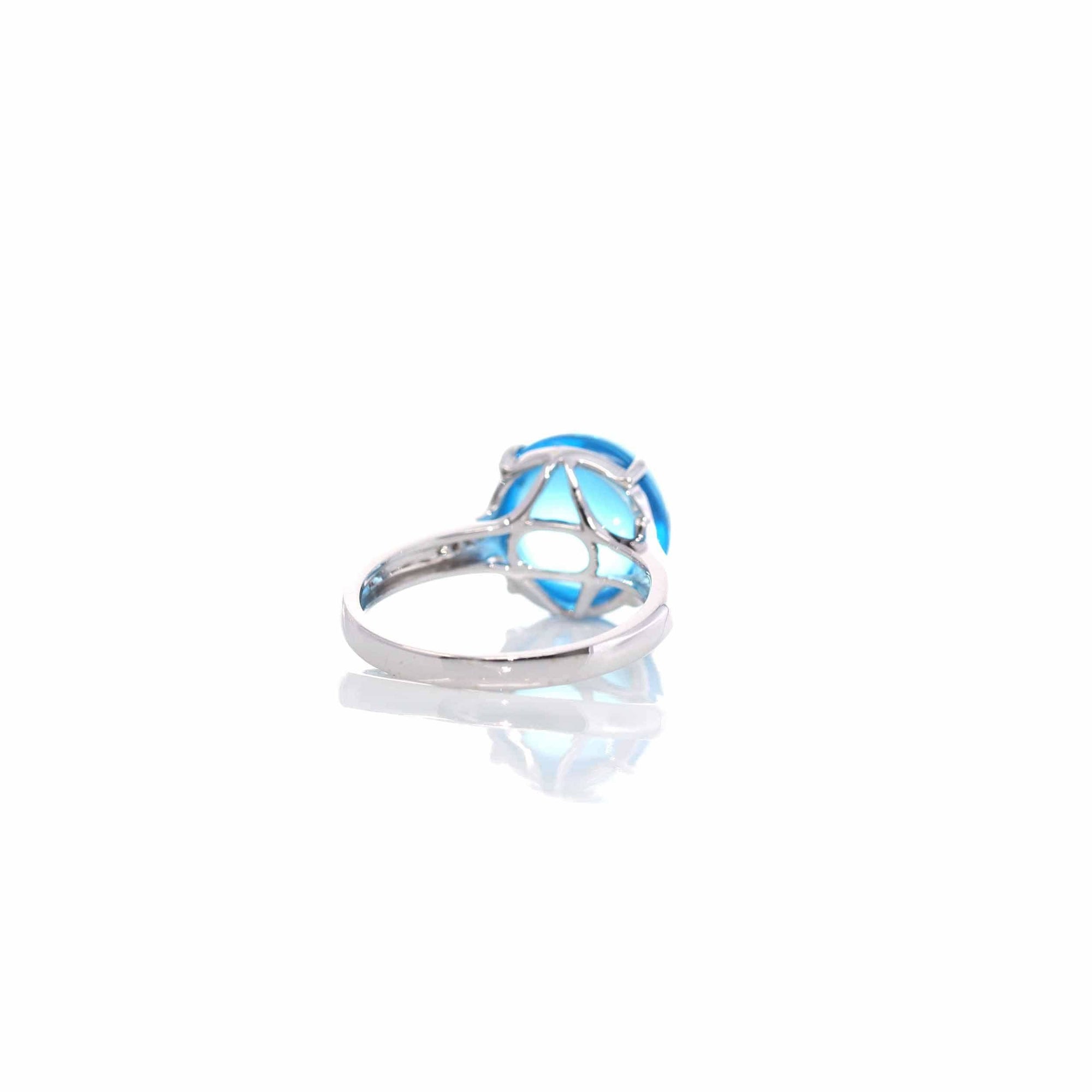 Baikalla Jewelry 18k Gold Topaz Ring 18k White Gold Genuine Swiss Blue Topaz Ring with Diamonds