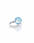 Baikalla Jewelry 18k Gold Topaz Ring 18k White Gold Genuine Swiss Blue Topaz Ring with Diamonds