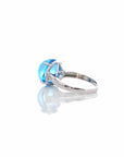 Baikalla Jewelry 18k Gold Topaz Ring 18k White Gold Genuine Swiss Blue Topaz Ring with Diamonds