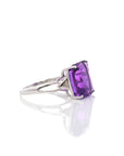 Baikalla Jewelry Gold Amethyst Ring 18k Rose Gold Genuine Amethyst Ring with Diamonds