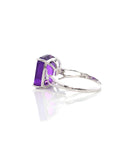 Baikalla Jewelry Gold Amethyst Ring 18k Rose Gold Genuine Amethyst Ring with Diamonds