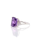 Baikalla Jewelry Gold Amethyst Ring 7 18k Rose Gold Genuine Amethyst Ring with Diamonds