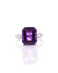 Baikalla Jewelry Gold Amethyst Ring 18k Rose Gold Genuine Amethyst Ring with Diamonds