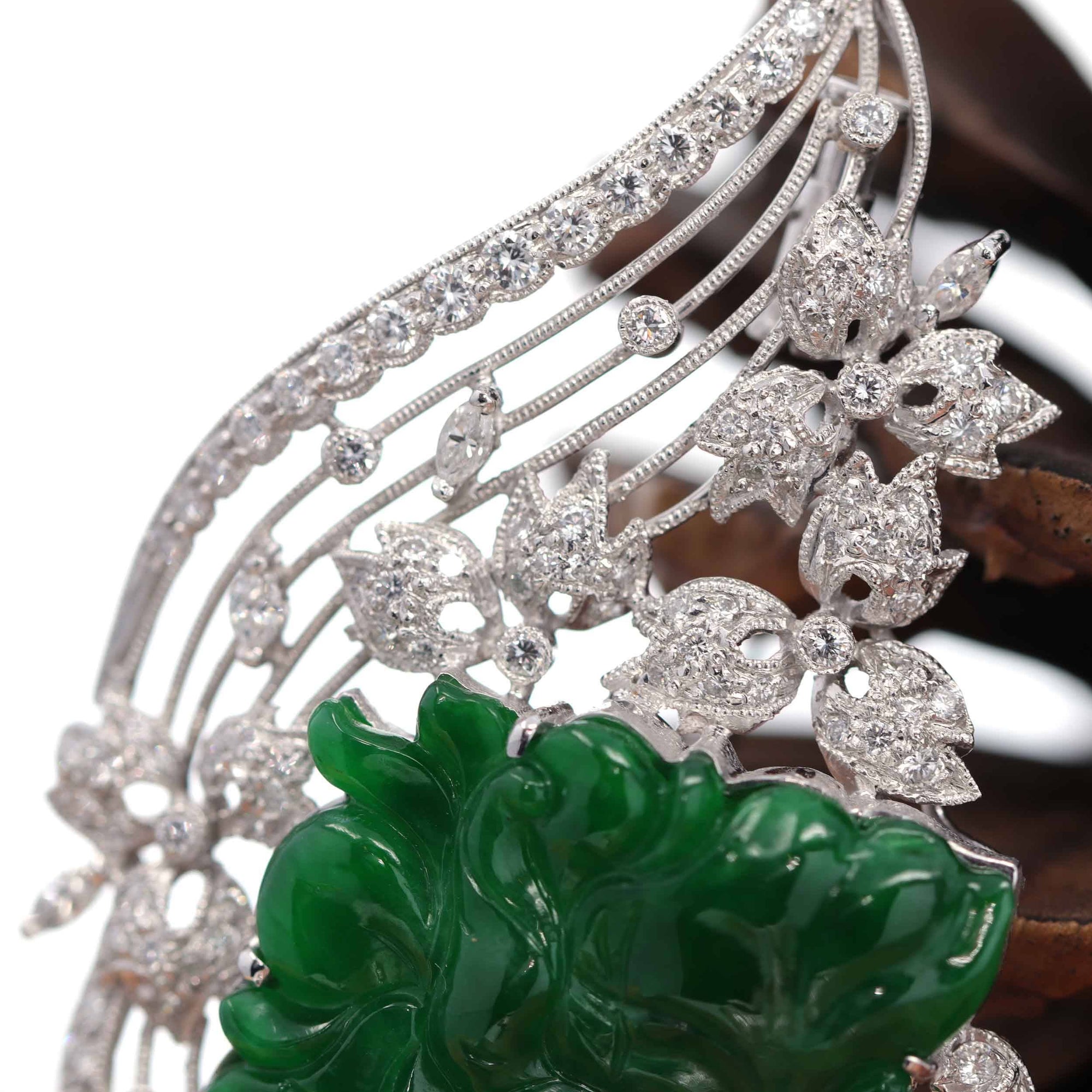 Baikalla Jewelry 18k Gold Jadeite Brooch Baikalla "Imperial Butterfly" 18K White Gold Genuine Imperial Jadeite Pendant & Brooch with Diamonds