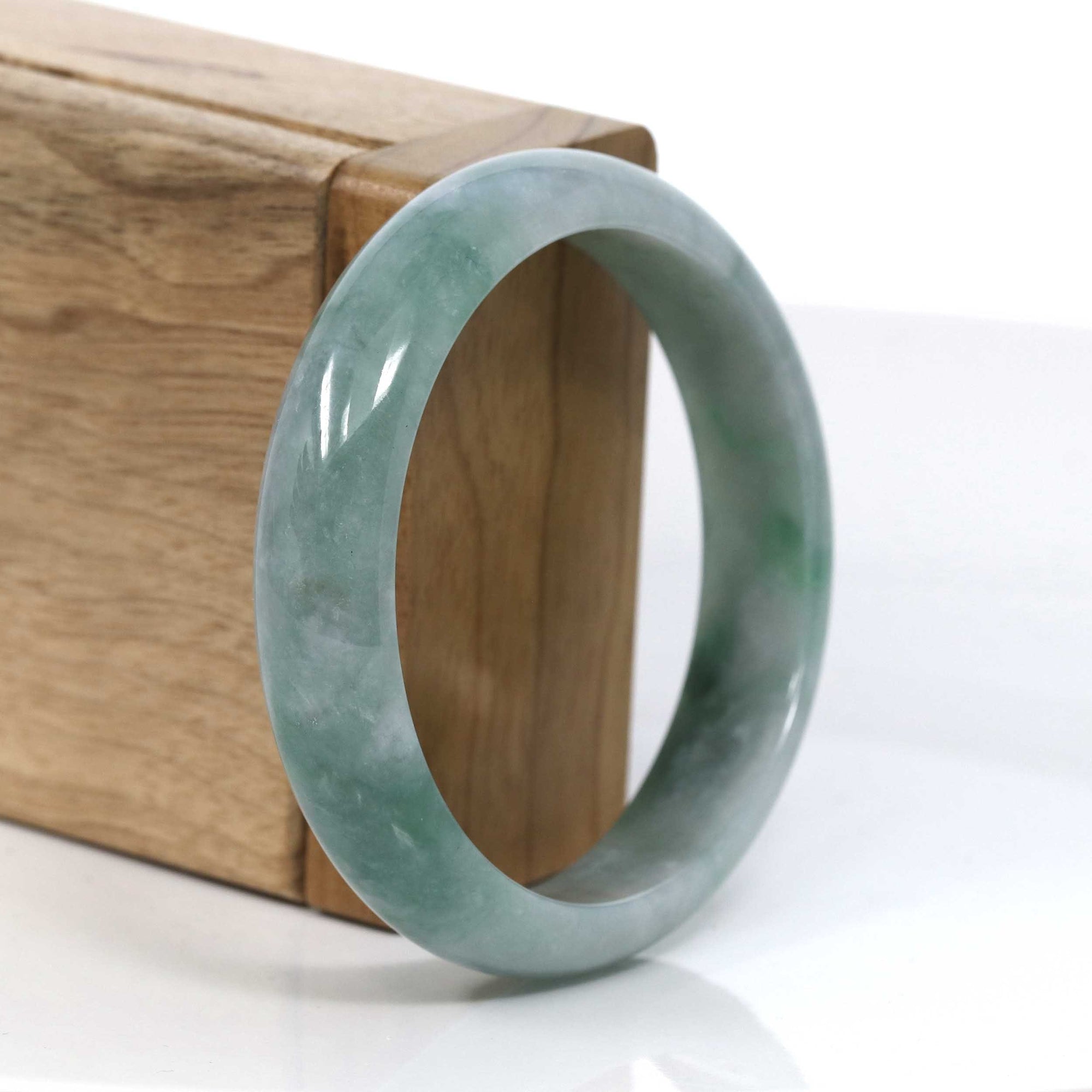 Baikalla Jewelry Jadeite Jade Bangle Bracelet Copy of Copy of Classic Forest Green Natural Burmese Jadeite Jade Bangle (58.72 mm) #751