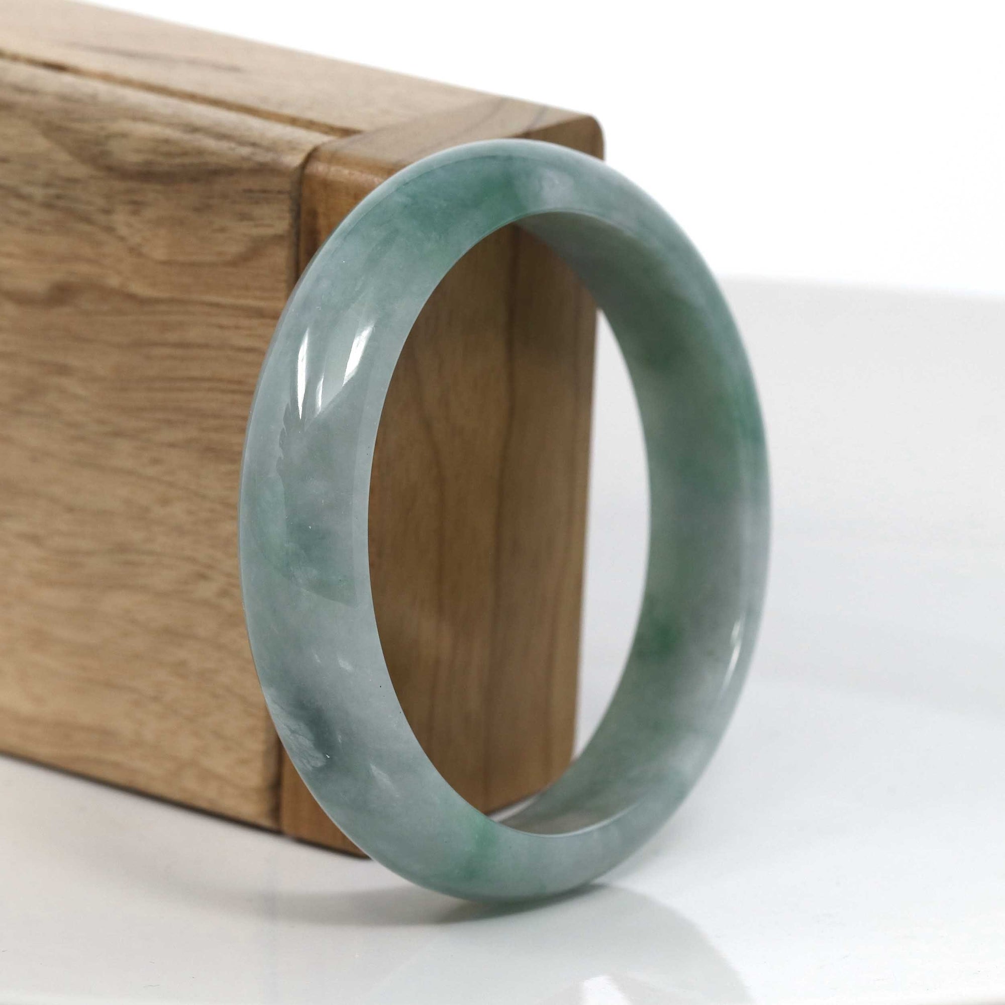 Baikalla Jewelry Jadeite Jade Bangle Bracelet Copy of Copy of Classic Forest Green Natural Burmese Jadeite Jade Bangle (58.72 mm) #751