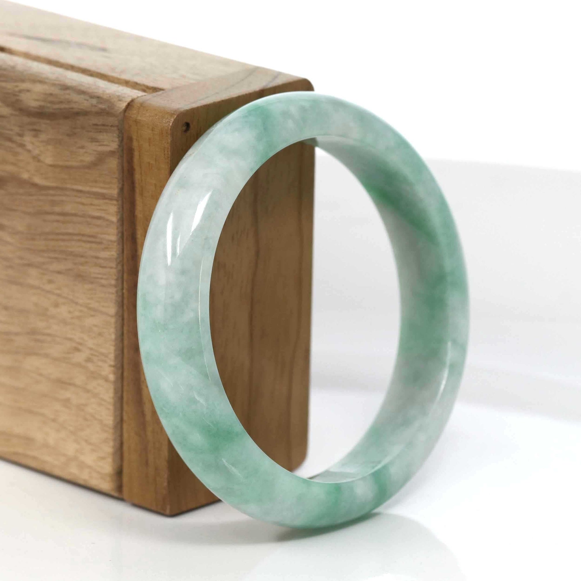 Baikalla Jewelry Jadeite Jade Bangle Bracelet Genuine Burmese Forest Green Jadeite Jade Bangle Bracelet (54.21 mm) #977