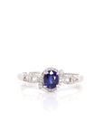 Baikalla Jewelry Gold Amethyst Ring 18k White Gold Natural Blue Sapphire Ring with Diamonds