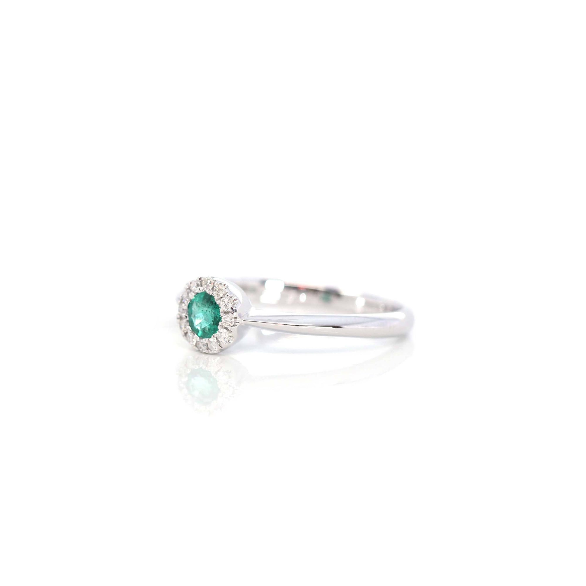 Baikalla Jewelry Gold Sapphire Ring 14k White Gold Natural Emerald Ring With Diamond