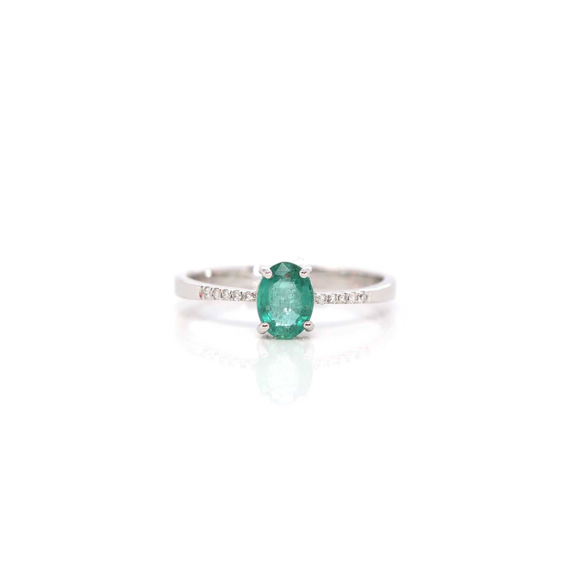 Baikalla Jewelry Gold Sapphire Ring 14k White Gold Natural Emerald Ring With Diamond