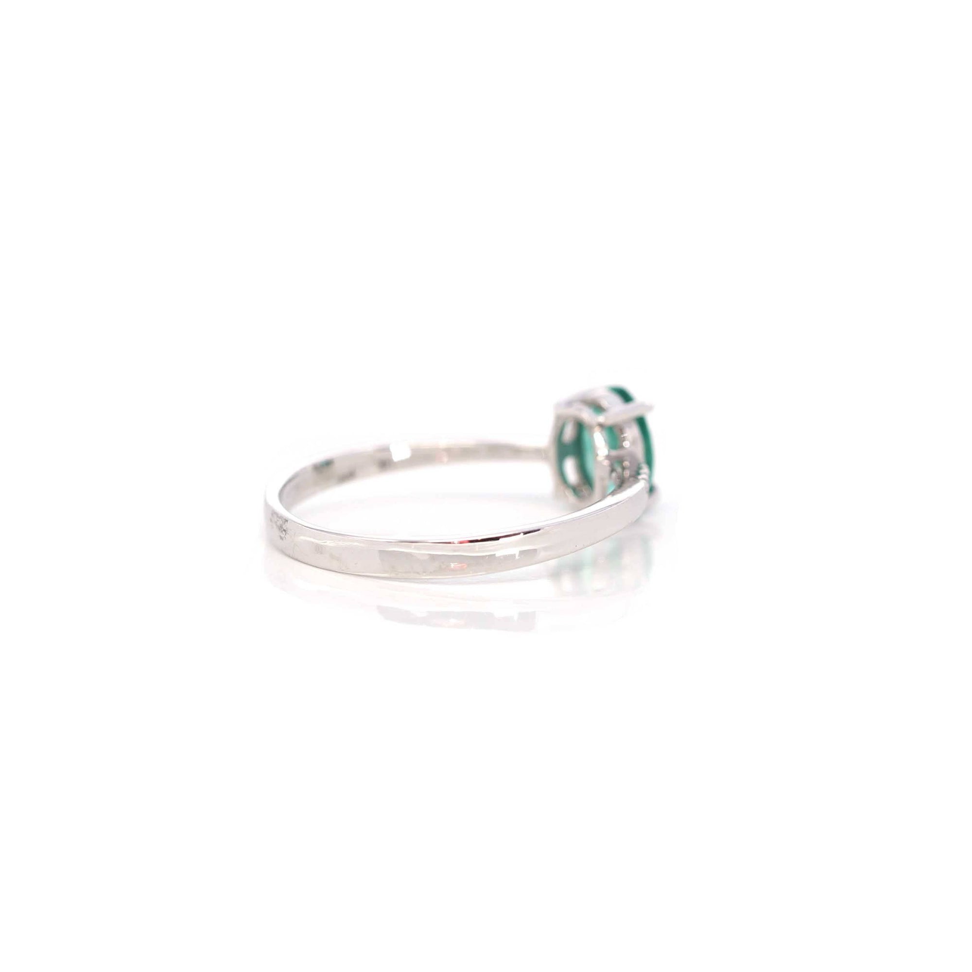 Baikalla Jewelry Gold Sapphire Ring 14k White Gold Natural Emerald Ring With Diamond