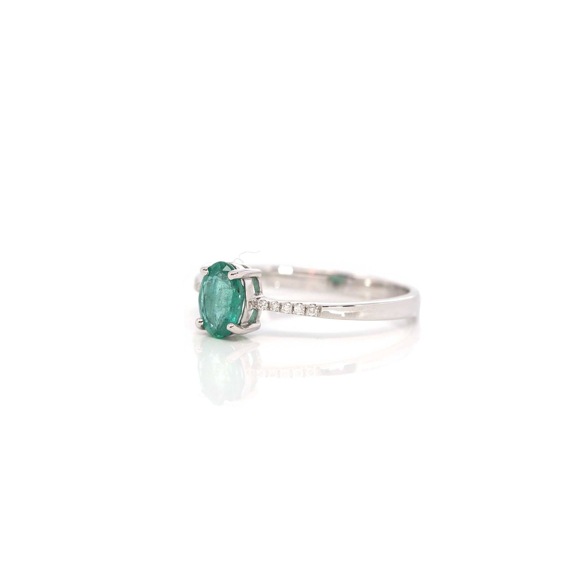 Baikalla Jewelry Gold Sapphire Ring 14k White Gold Natural Emerald Ring With Diamond