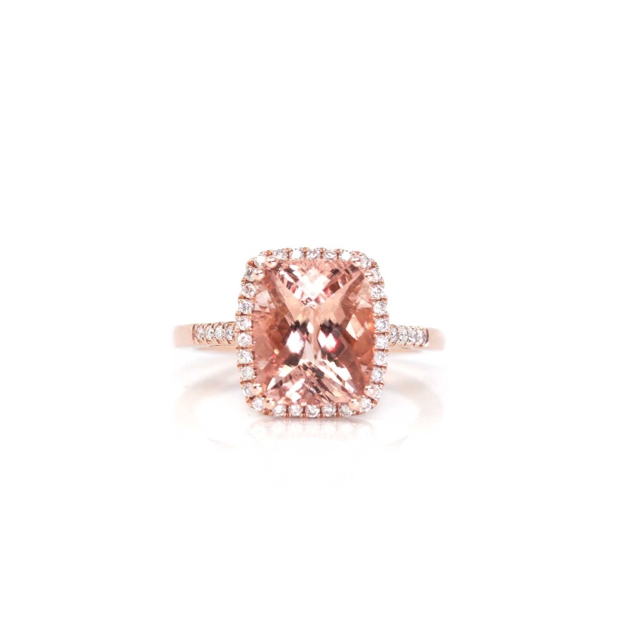 Baikalla Jewelry 14K Gold Morganite Ring 5 14k Rose Gold Natural Champagne Morganite Ring with Diamonds