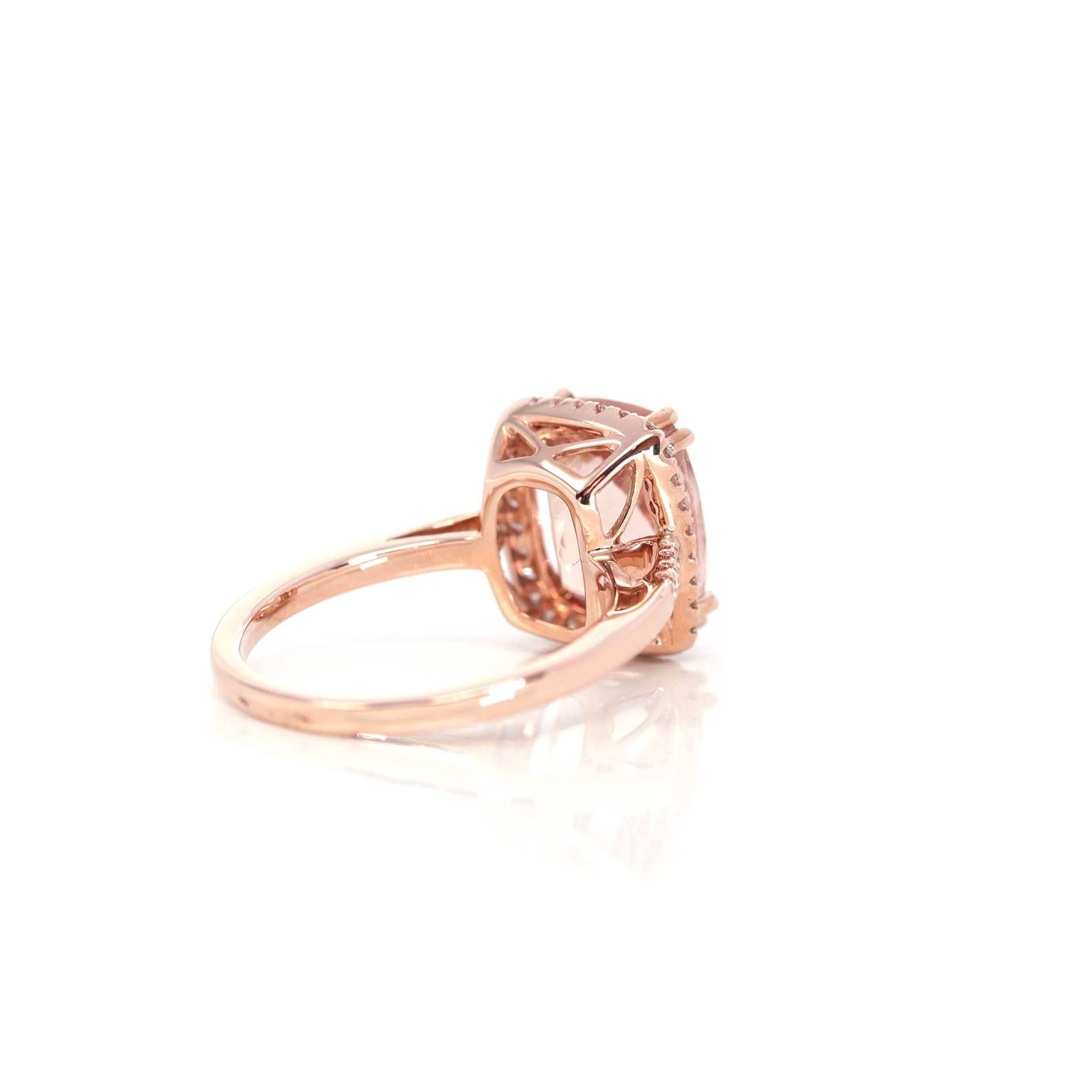 Baikalla Jewelry 14K Gold Morganite Ring 14k Rose Gold Natural Champagne Morganite Ring with Diamonds