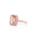 Baikalla Jewelry 14K Gold Morganite Ring 14k Rose Gold Natural Champagne Morganite Ring with Diamonds