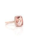 Baikalla Jewelry 14K Gold Morganite Ring 14k Rose Gold Natural Champagne Morganite Ring with Diamonds