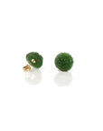 Baikalla Jewelry Gold Jade Earrings 18K Yellow Solid Gold Baikalla™ "Peony Flowers" 18k Solid Gold Real Green Jade Peony Flower Earrings