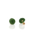 Baikalla Jewelry Gold Jade Earrings Baikalla™ "Peony Flowers" 18k Solid Gold Real Green Jade Peony Flower Earrings