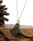 Baikalla Jewelry Gold Jade Necklace Copy of Copy of Baikalla™ : " GoldFish " 18k Yellow Gold Genuine Nephrite Green Jade Pendant Necklace