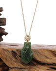 Baikalla Jewelry Gold Jade Necklace Copy of Copy of Baikalla™ : " GoldFish " 18k Yellow Gold Genuine Nephrite Green Jade Pendant Necklace