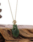 Baikalla Jewelry Gold Jade Necklace Copy of Copy of Baikalla™ : " GoldFish " 18k Yellow Gold Genuine Nephrite Green Jade Pendant Necklace