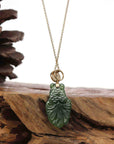 Baikalla Jewelry Gold Jade Necklace Copy of Copy of Baikalla™ : " GoldFish " 18k Yellow Gold Genuine Nephrite Green Jade Pendant Necklace