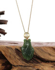 Baikalla Jewelry Gold Jade Necklace Copy of Copy of Baikalla™ : " GoldFish " 18k Yellow Gold Genuine Nephrite Green Jade Pendant Necklace