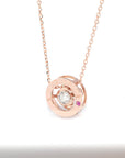 Baikalla Jewelry Baikalla™ Love Collection 18K Rose Gold Genuine Red Ruby & Diamond Round Rose Flower Love Necklace