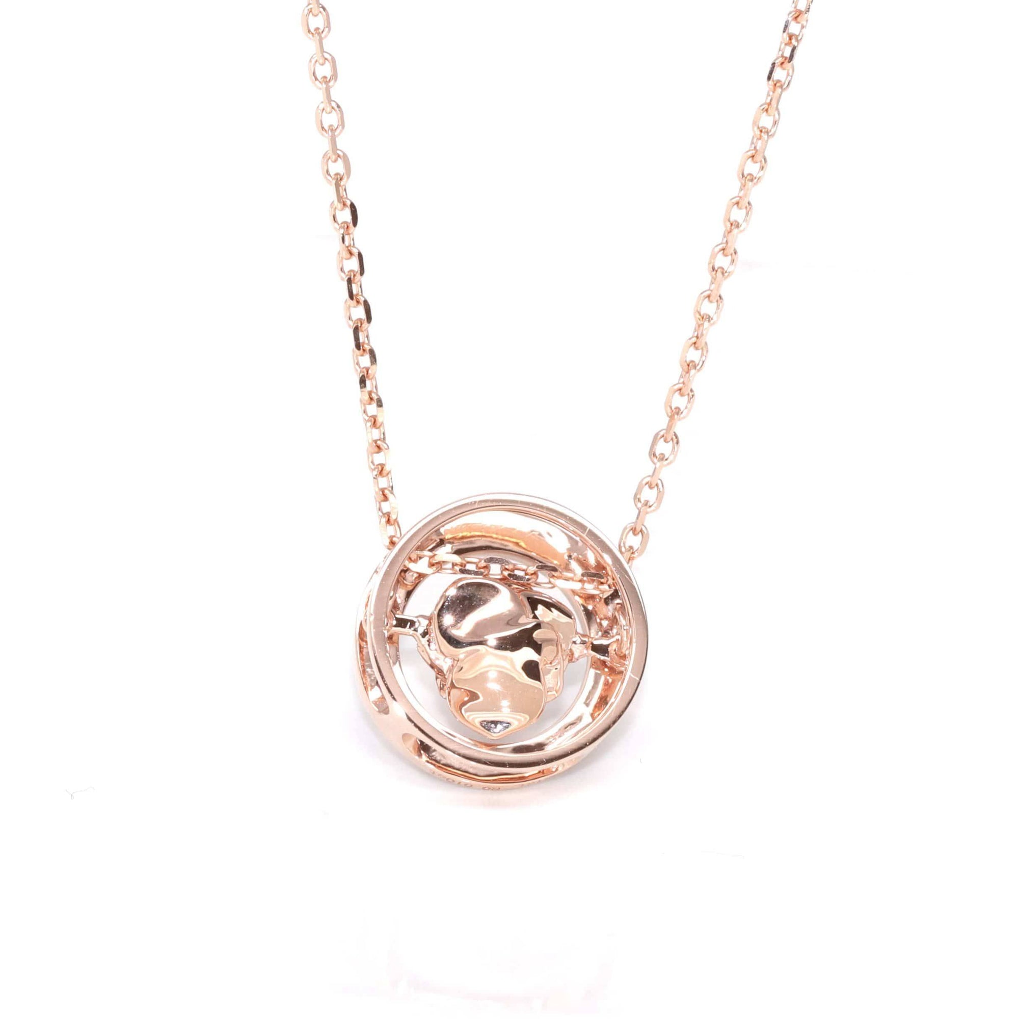 Baikalla Jewelry Baikalla™ Love Collection 18K Rose Gold Genuine Red Ruby &amp; Diamond Round Rose Flower Love Necklace