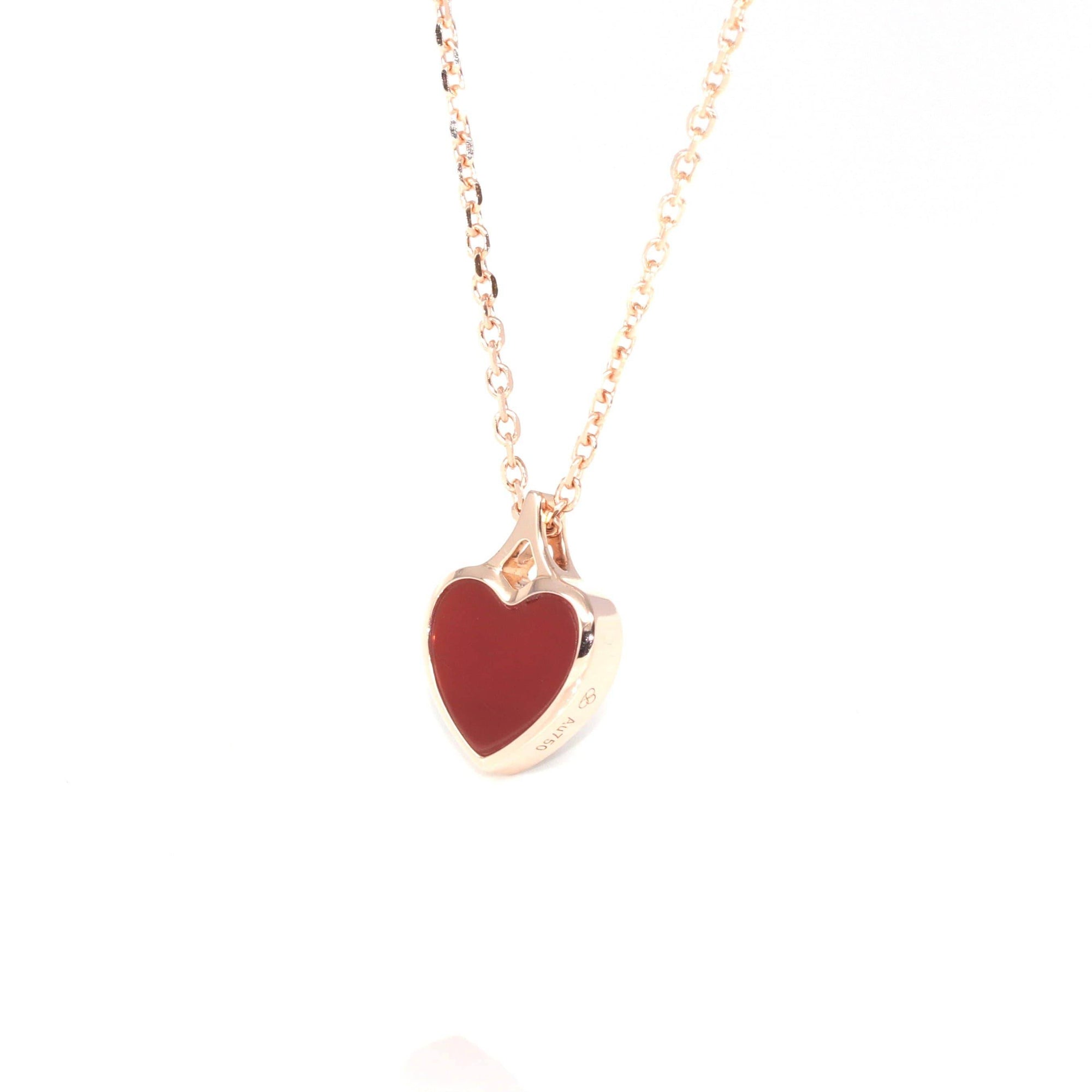 Baikalla Jewelry 18k Gold Agate & Diamond Pendant Necklace 18K Rose Gold Genuine Red Agate & Diamond Necklace(2 in 1)