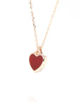 Baikalla Jewelry 18k Gold Agate & Diamond Pendant Necklace 18K Rose Gold Genuine Red Agate & Diamond Necklace(2 in 1)