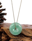 Baikalla Jewelry Jade Pendant Necklace Baikalla "Good Luck Button" Necklace Green Jadeite Jade Lucky Ping An Kou Pendant