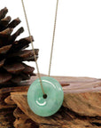 Baikalla Jewelry Jade Pendant Necklace Baikalla "Good Luck Button" Necklace Green Jadeite Jade Lucky Ping An Kou Pendant