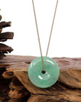 Baikalla Jewelry Jade Pendant Necklace Baikalla "Good Luck Button" Necklace Green Jadeite Jade Lucky Ping An Kou Pendant