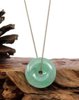 Baikalla Jewelry Jade Pendant Necklace Baikalla "Good Luck Button" Necklace Green Jadeite Jade Lucky Ping An Kou Pendant