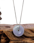 Baikalla Jewelry Jade Pendant Necklace "Good Luck Button" Necklace Lavender Jadeite Jade Lucky Ping An Kou Necklace