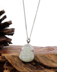 Baikalla Jewelry Jade Pendant Baikalla™ "Laughing Buddha" Genuine Nephrite White Jade Buddha Pendant Necklace