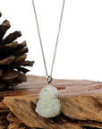 Baikalla Jewelry Jade Pendant Baikalla™ "Laughing Buddha" Genuine Nephrite White Jade Buddha Pendant Necklace