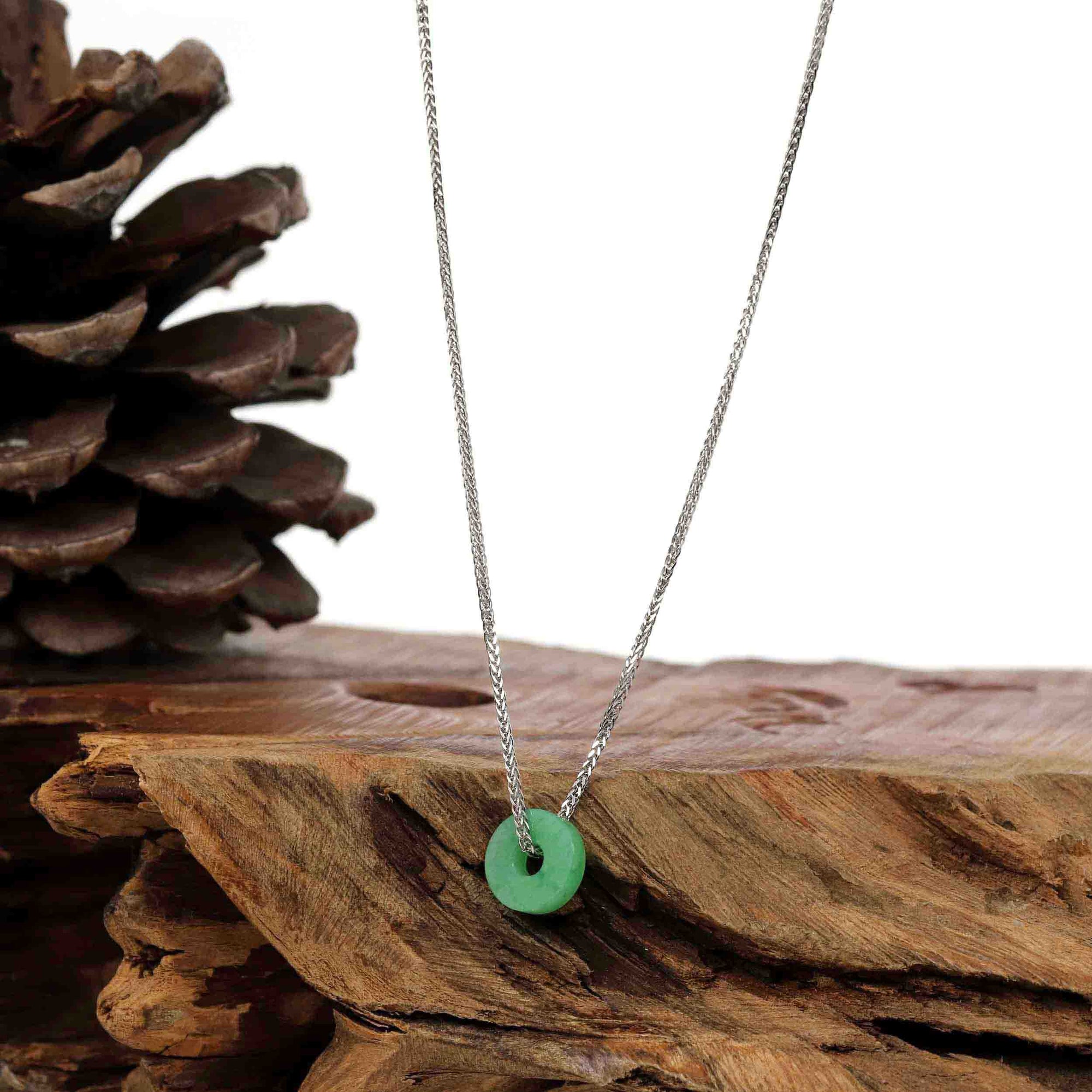 Baikalla Jewelry Jade Pendant Necklace Baikalla™ "Good Luck Button" Necklace Real Jadeite Jade Lucky KouKou Donut Pendant Necklace