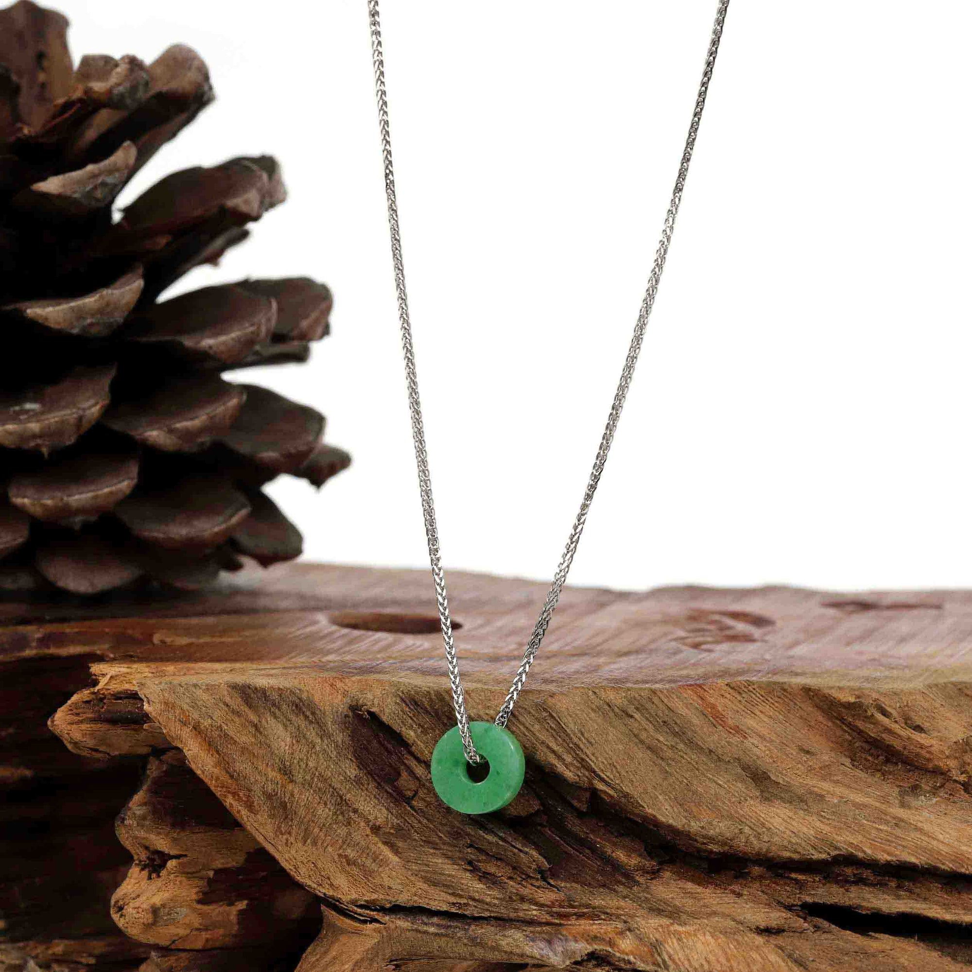 Baikalla Jewelry Jade Pendant Necklace Baikalla™ "Good Luck Button" Necklace Real Jadeite Jade Lucky KouKou Donut Pendant Necklace