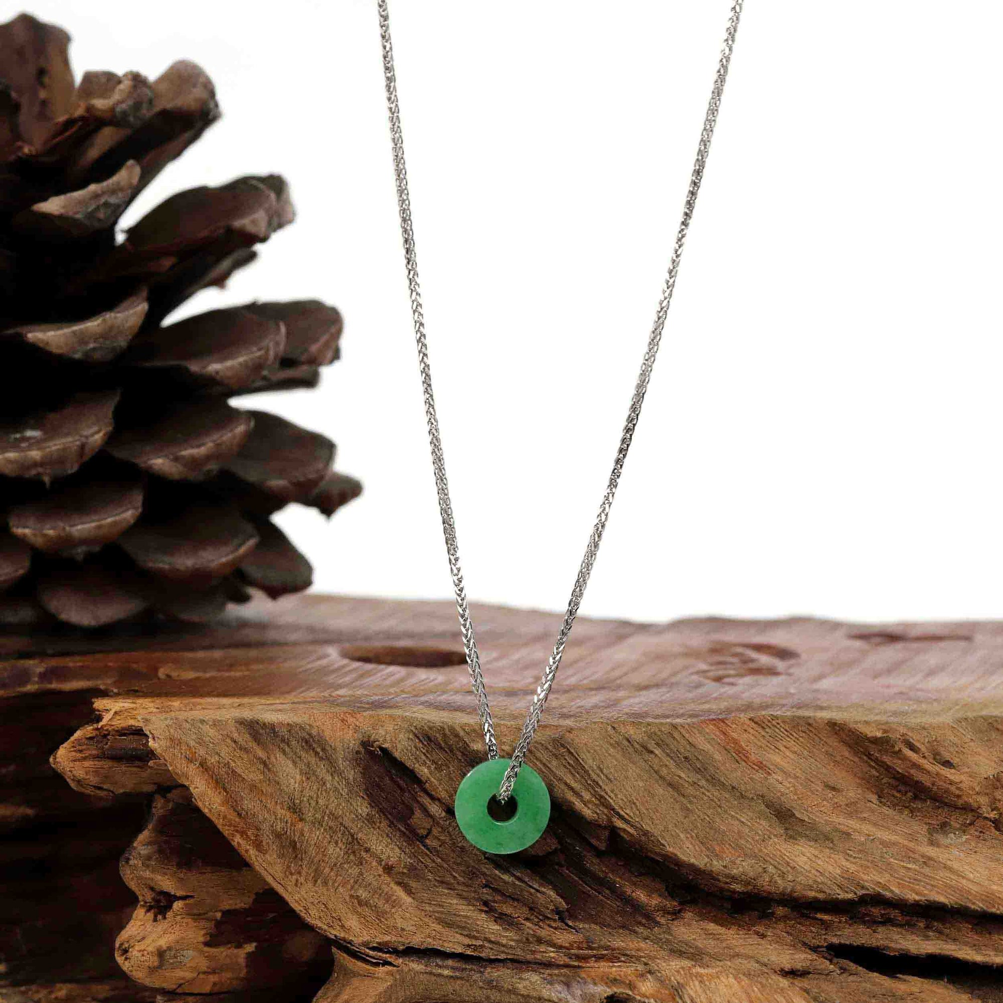 Baikalla Jewelry Jade Pendant Necklace Baikalla™ "Good Luck Button" Necklace Real Jadeite Jade Lucky KouKou Donut Pendant Necklace