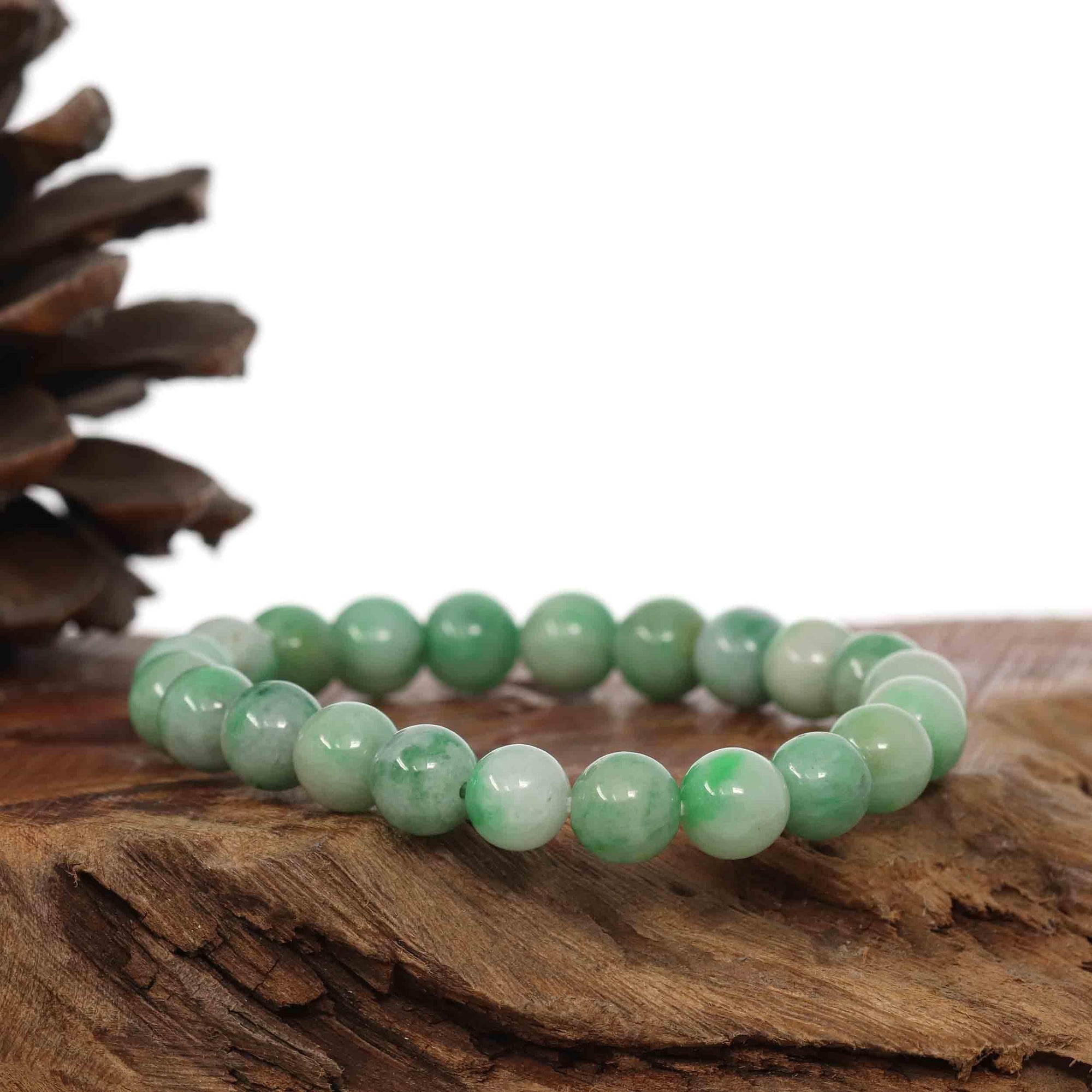 Baikalla Jewelry jade beads bracelet Jadeite Jade 9 mm Round Green Beads Bracelet ( 9 mm )