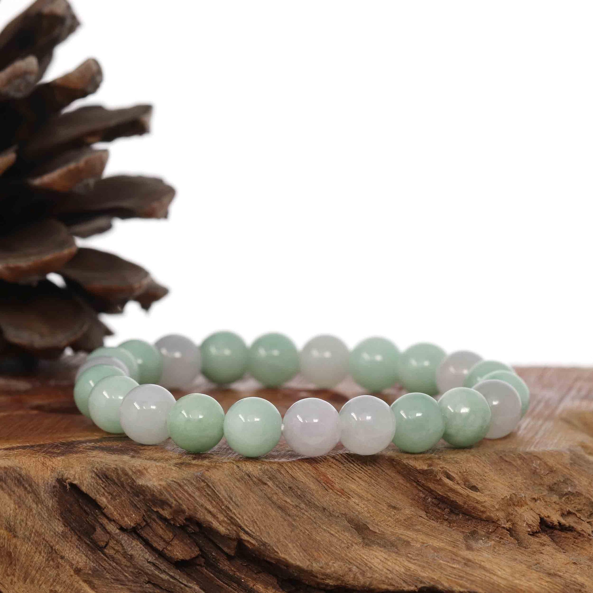 Baikalla Jewelry jade beads bracelet Jadeite Jade 9 mm Round Green Beads Bracelet ( 9 mm )