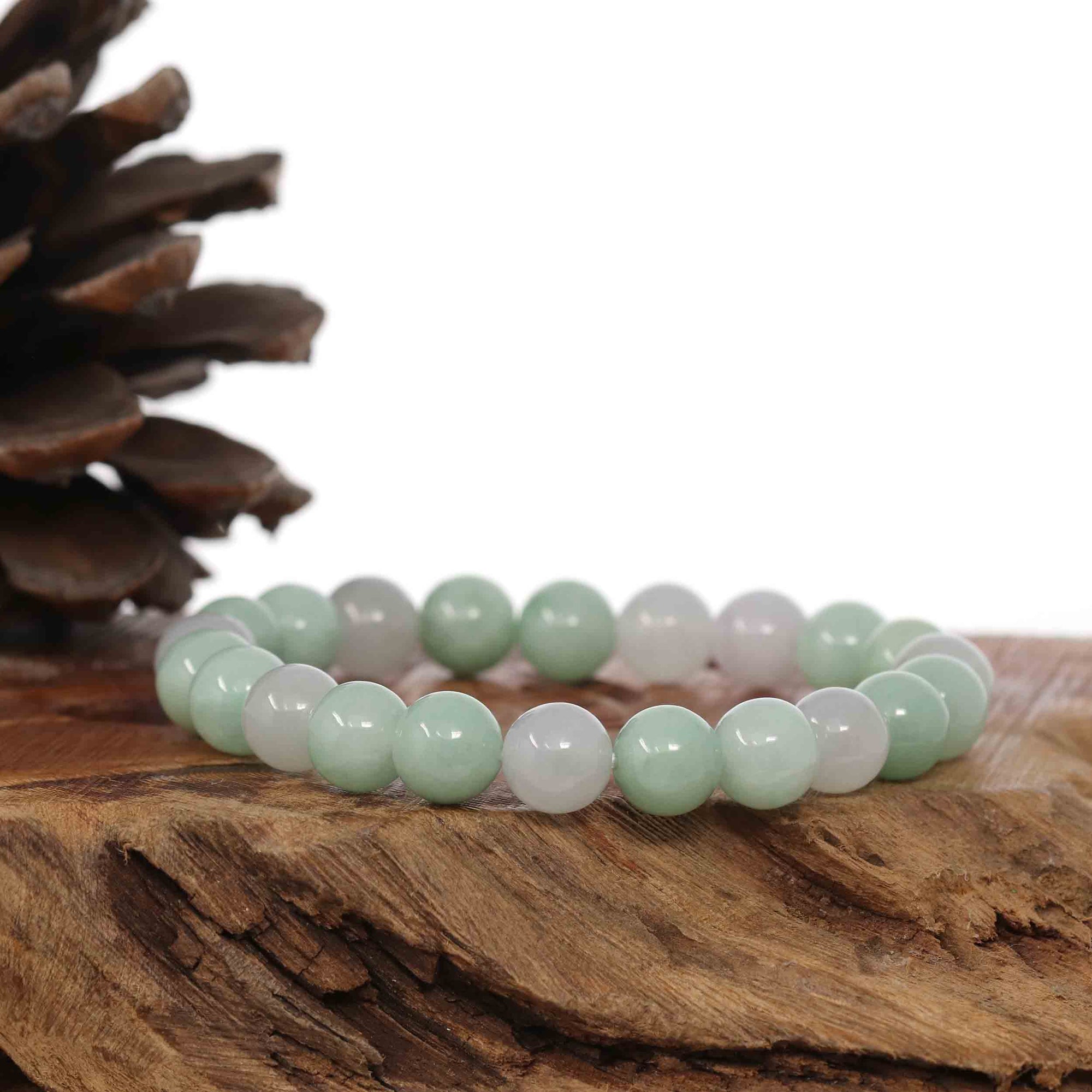 Baikalla Jewelry jade beads bracelet Jadeite Jade 9 mm Round Green Beads Bracelet ( 9 mm )