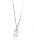 Baikalla Jewelry Gold Aquamarine Ring 14k White Gold Genuine Oval Aquamarine AA Pendant Necklace With Diamond