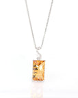 Baikalla Jewelry Gemstone Pendant Necklace 14k White Gold Genuine Citrine & Diamonds Pendant Necklace with Diamond