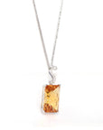 Baikalla Jewelry Gemstone Pendant Necklace 14k White Gold Genuine Citrine & Diamonds Pendant Necklace with Diamond